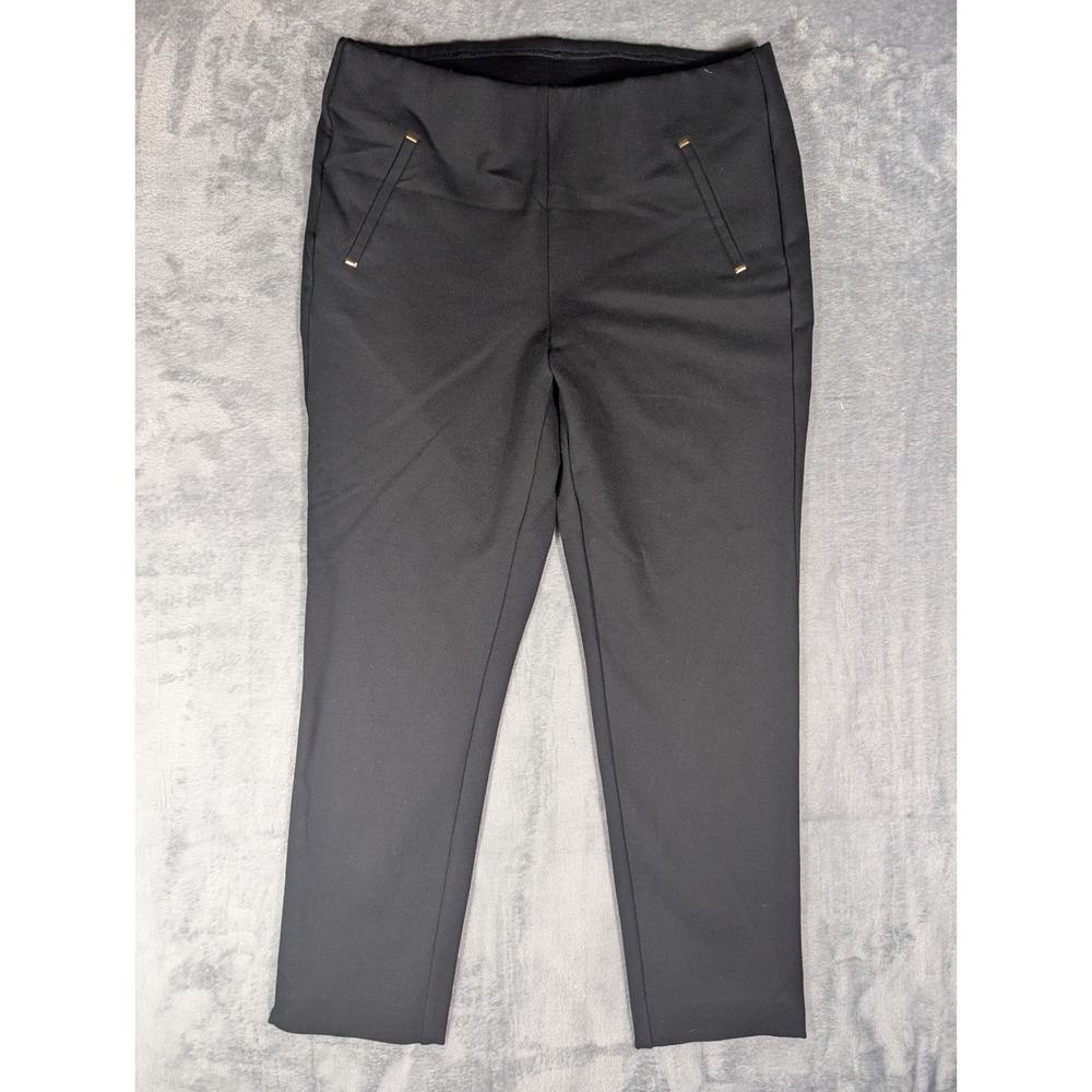 Chico's Black Slim Leg Pull On Pants‎ Gold Hardware Ankle Length Size 1.5 US 10